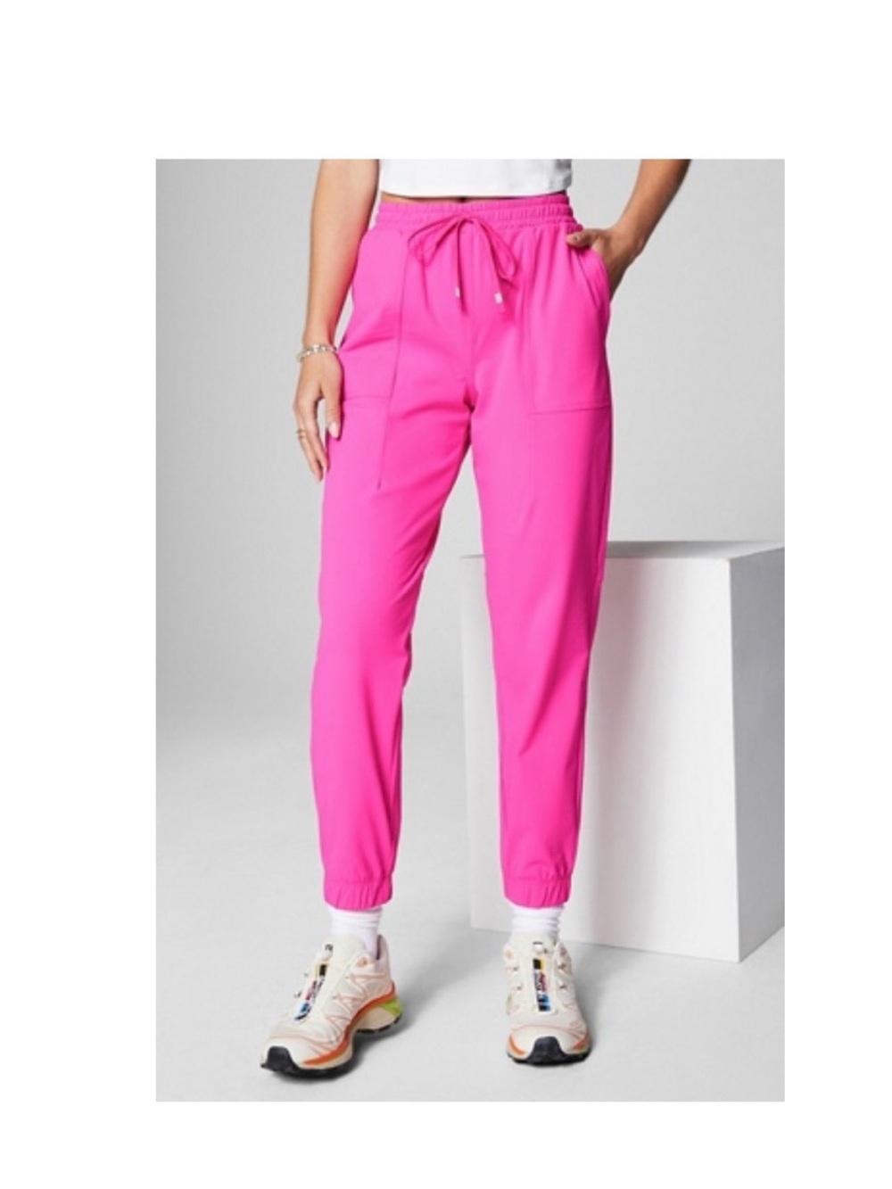 Fabletics The ONE Jogger Neon Pink Tropic Drawstring Jogger Pants Size M